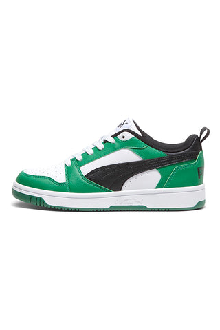 Sneakers Verdi e Bianche con Logo Nero Puma Rebound V6 Lo Jr