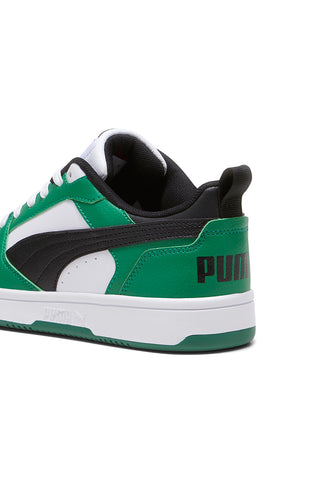 Sneakers Verdi e Bianche con Logo Nero Puma Rebound V6 Lo Jr
