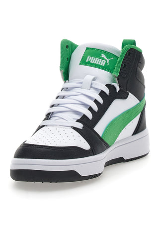 Sneakers Mid-Cut con Tomaia Traforata Puma REBOUND V6 MID JR Nere e Verdi