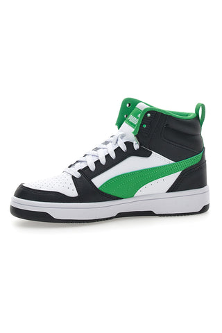 Puma REBOUND V6 MID JR Mid-Cut Sneakers mit perforiertem Obermaterial in Schwarz und Grün