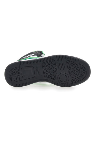 Sneakers Mid-Cut con Tomaia Traforata Puma REBOUND V6 MID JR Nere e Verdi