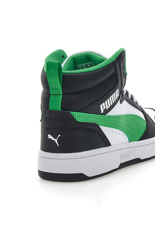 Puma REBOUND V6 MID JR Mid-Cut Sneakers mit perforiertem Obermaterial in Schwarz und Grün