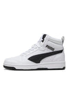 Sneakers Mid-Cut Bianche e Dettagli Neri Puma Rebound V6 Mid Jr
