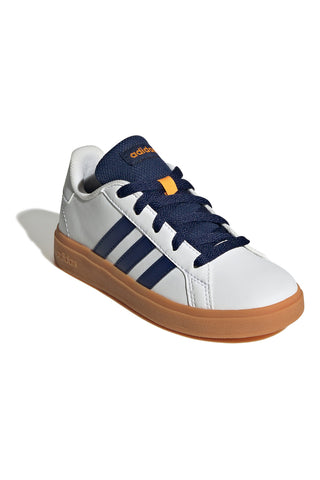 Sneakers Bianche con Lacci e Bande Laterali Blu Adidas GRAND COURT 2.0 K