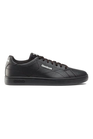 Schwarze Turnschuhe mit weißen Reebok Court Clean-Logos
