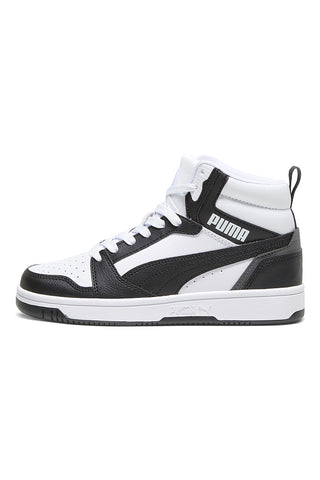 Sneakers bianche e nere mid-cut in materie sintetiche Puma Rebound V6 Mid Jr