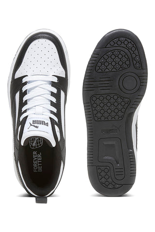 Puma Rebound V6 Lo Jr Schwarz-Weiß Low-Top-Sneaker im Basketball-Stil