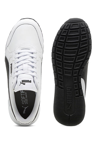 Sneakers bianche con dettagli neri e soletta SoftFoam+ Puma ST Runner v4 L Jr
