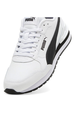Sneakers bianche con dettagli neri e soletta SoftFoam+ Puma ST Runner v4 L Jr