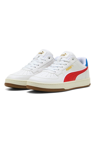Puma CAVEN 2.0 RETRO JR weiße Sneaker mit roten und blauen Details