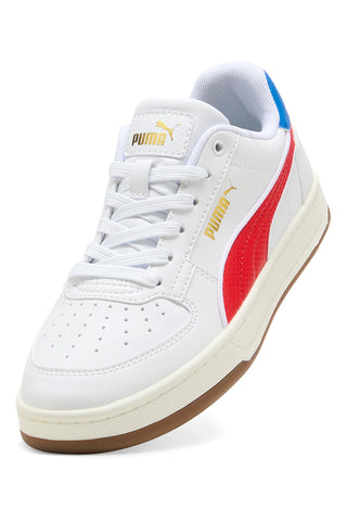 Puma CAVEN 2.0 RETRO JR weiße Sneaker mit roten und blauen Details