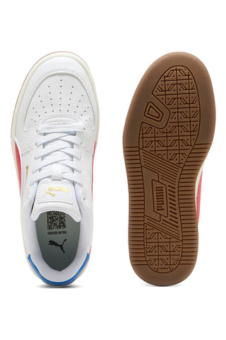 Puma CAVEN 2.0 RETRO JR weiße Sneaker mit roten und blauen Details