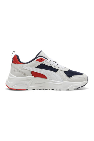 Weiße Sneakers Puma Trinity 2 LT Jr mit marineblauen und roten Details