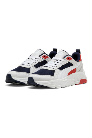 Sneakers bianche con dettagli navy e rossi Puma Trinity 2 LT Jr