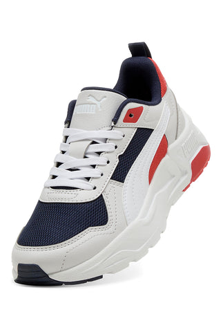 Sneakers bianche con dettagli navy e rossi Puma Trinity 2 LT Jr