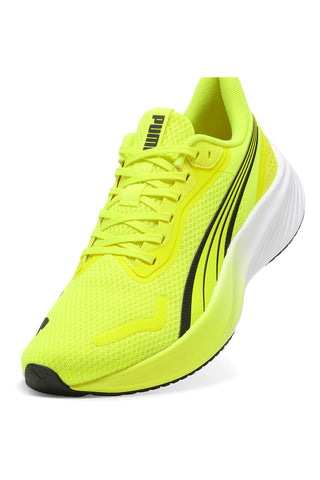 Neongelbe Laufschuhe aus atmungsaktivem Mesh mit leichter Puma Pounce Lite Sohle