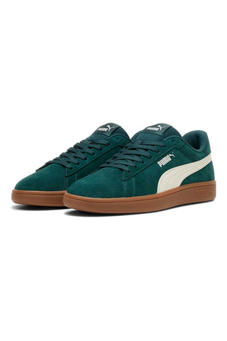 Puma Smash 3.0 – Grüne Wildleder-Sneaker mit brauner Sohle