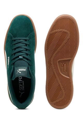 Puma Smash 3.0 – Grüne Wildleder-Sneaker mit brauner Sohle