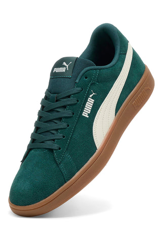Puma Smash 3.0 – Grüne Wildleder-Sneaker mit brauner Sohle