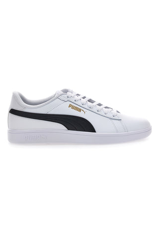 Puma – Smash 3.0 L – Weiße Ledersneaker mit schwarzem Logo