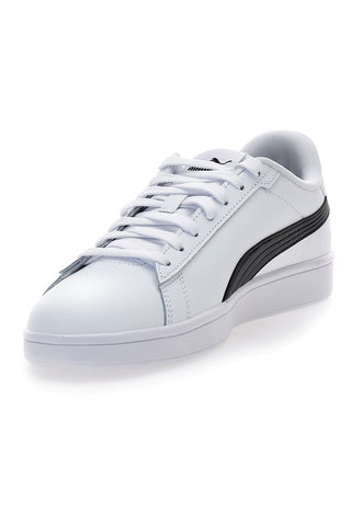 Puma – Smash 3.0 L – Weiße Ledersneaker mit schwarzem Logo
