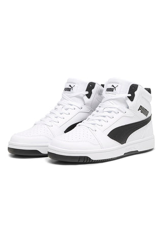 Puma Rebound V6 – Weiße High-Top-Sneaker mit schwarzen Details