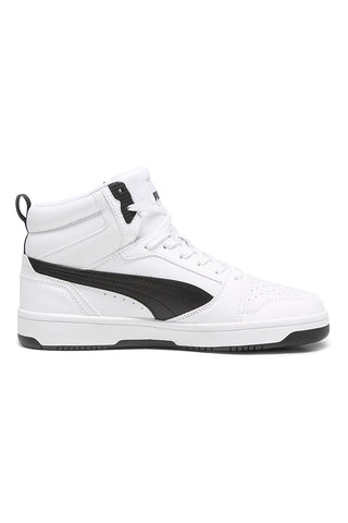 Puma Rebound V6 – Weiße High-Top-Sneaker mit schwarzen Details