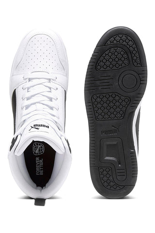 Puma Rebound V6 – Weiße High-Top-Sneaker mit schwarzen Details