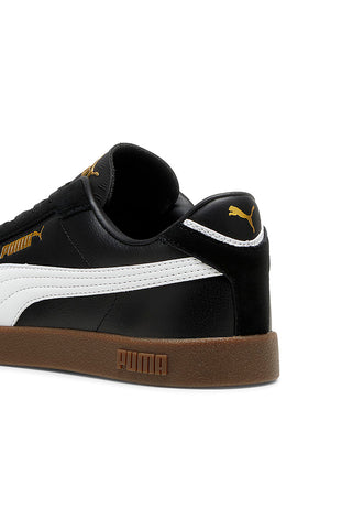 Schwarze Sneakers aus Leder und Wildleder mit weißem Puma Club II Era-Logo