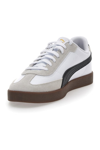 Sneakers bianche e grigie in pelle e camoscio con logo nero Puma Club II Era