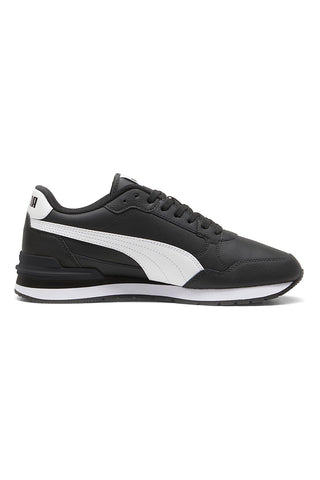 Puma ST Runner v4 L – Schwarze Ledersneaker mit weißem Logo