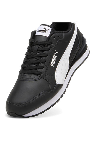 Puma ST Runner v4 L – Schwarze Ledersneaker mit weißem Logo