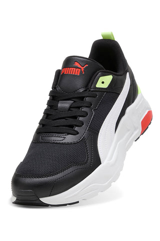 Schwarze Sneakers mit fluoreszierenden Details und dicker Sohle Puma Trinity 2 LT