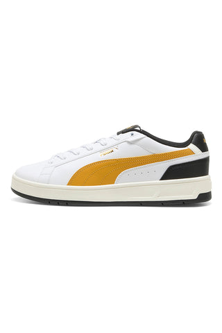 Puma Court Classico Weiße Sneakers mit gelben und schwarzen Details