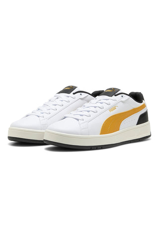 Puma Court Classico Weiße Sneakers mit gelben und schwarzen Details