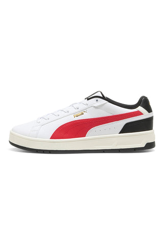 Sneakers bianche con dettagli rossi e neri Puma Court Classico