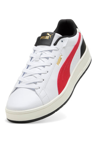 Sneakers bianche con dettagli rossi e neri Puma Court Classico