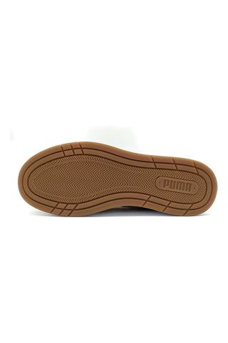 Burgunderfarbene Wildleder-Sneaker mit beigen Details: Puma Court Classico SD
