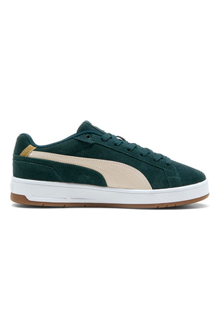 Sneakers verde scuro in pelle scamosciata con dettagli beige Puma Court Classico SD
