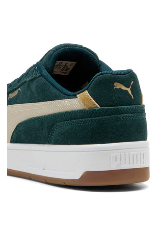 Sneakers verde scuro in pelle scamosciata con dettagli beige Puma Court Classico SD