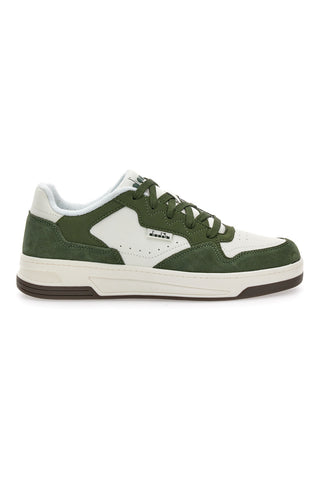 Sneakers verde e bianco in pelle Diadora 182198 70224