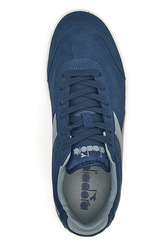 Sneakers blu in suede con dettagli grigi Diadora Kick