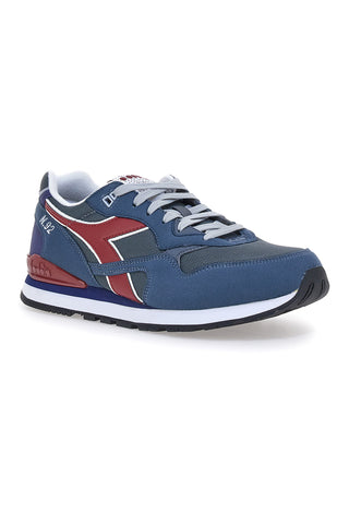Sneakers blu con dettagli bordeaux e suola retro running Diadora N 92