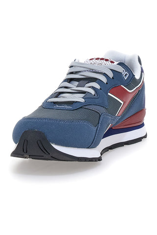 Sneakers blu con dettagli bordeaux e suola retro running Diadora N 92