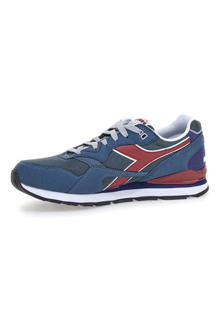 Sneakers blu con dettagli bordeaux e suola retro running Diadora N 92