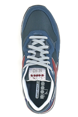 Sneakers blu con dettagli bordeaux e suola retro running Diadora N 92