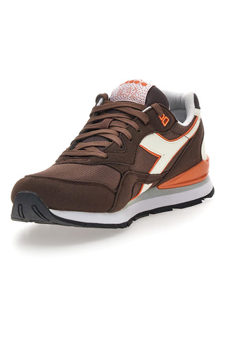 Braune Stoff-Sneaker mit orangefarbenen Details Diadora 183076 30045