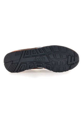 Braune Stoff-Sneaker mit orangefarbenen Details Diadora 183076 30045