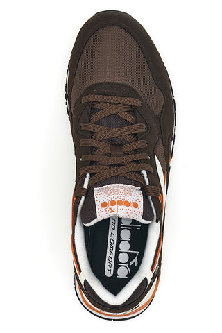 Braune Stoff-Sneaker mit orangefarbenen Details Diadora 183076 30045