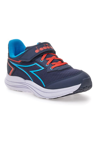 Scarpe sportive blu con dettagli rossi e chiusura a strappo Diadora SNIPE 3 JR